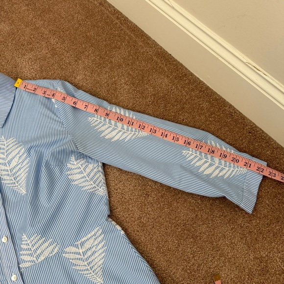 Zara Blue and White Long Sleeve Midi/Maxi Dress with White Embroidered Pattern - Picture 10 of 13